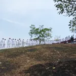 海上自衛隊による元山記念霊園献花式